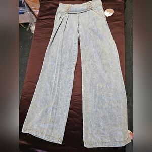 XOXO Button Wide Leg Trousers Light Blue Size 0